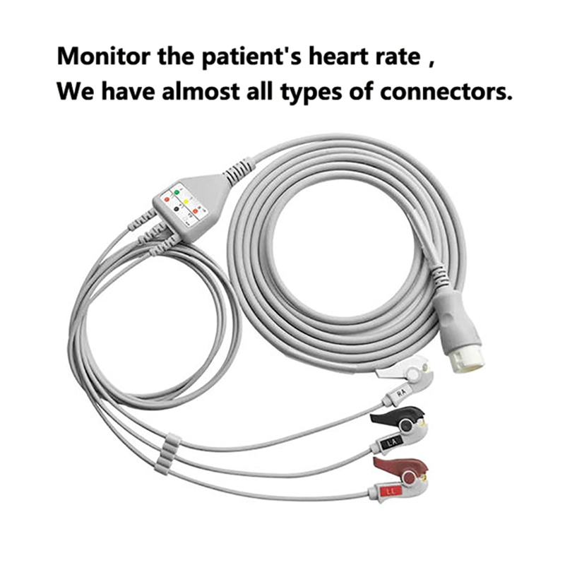 Les câbles ECG Extrémité de la machine 12 broche 5 Câble ECG de câbles médicale pour les moniteurs Philips