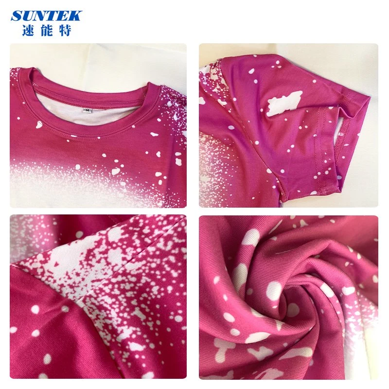 Hot Sale New Christmas Bleached Faux Bleach Sublimation Shirt Custom Cheapest T Shirt Printing Faux Bleached Shirts