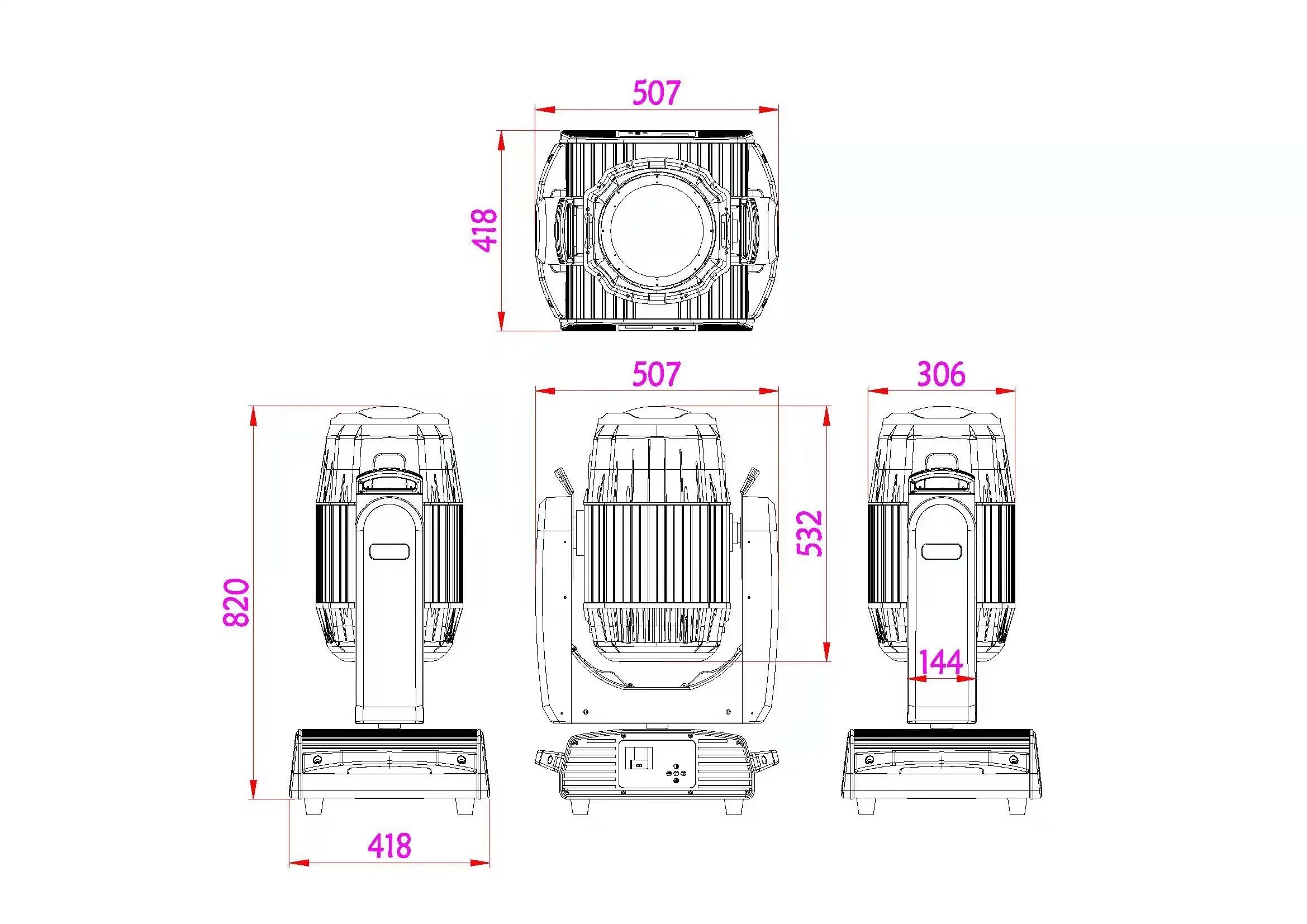 Feu de route mobile HID 380 W, éclairage de scène IP65 Lumière extérieure