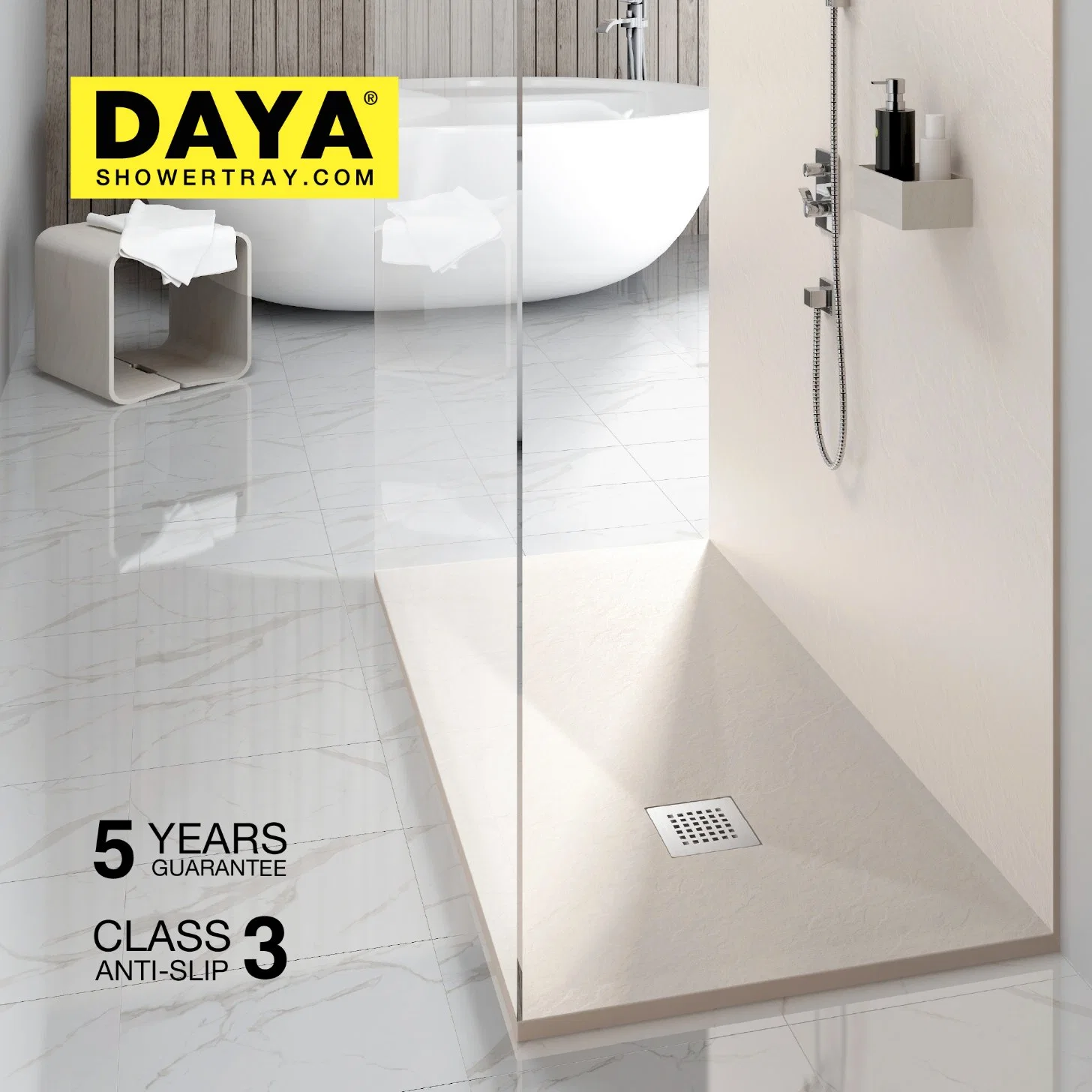 Resin Clean Safe Wet Room European Style Artificial Walk in Shower Tray