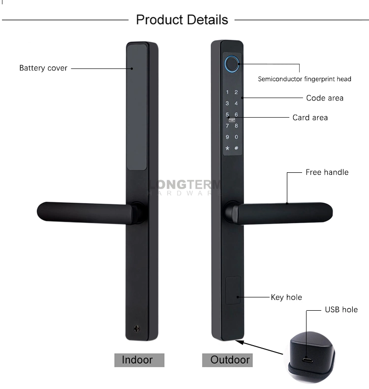 Tuya APP Zink-Legierung Wohnung biometrischen Fingerabdruck Digital Smart Door Schloss für Vordertür