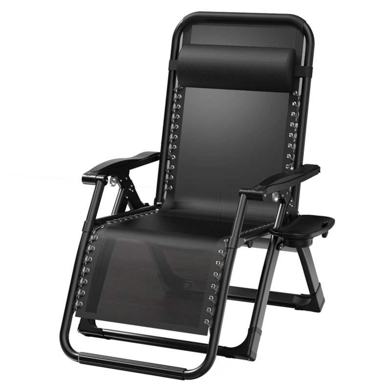 Outdoor Garden Camping Metal Chair with Armrest and Cup Holder