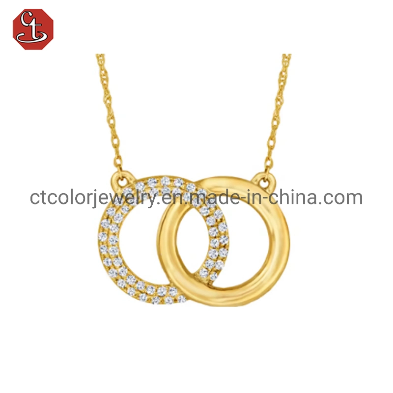 Custom Jewelry "H" heart white cubic zirconia 14k gold plated silver necklace fashion jewelry