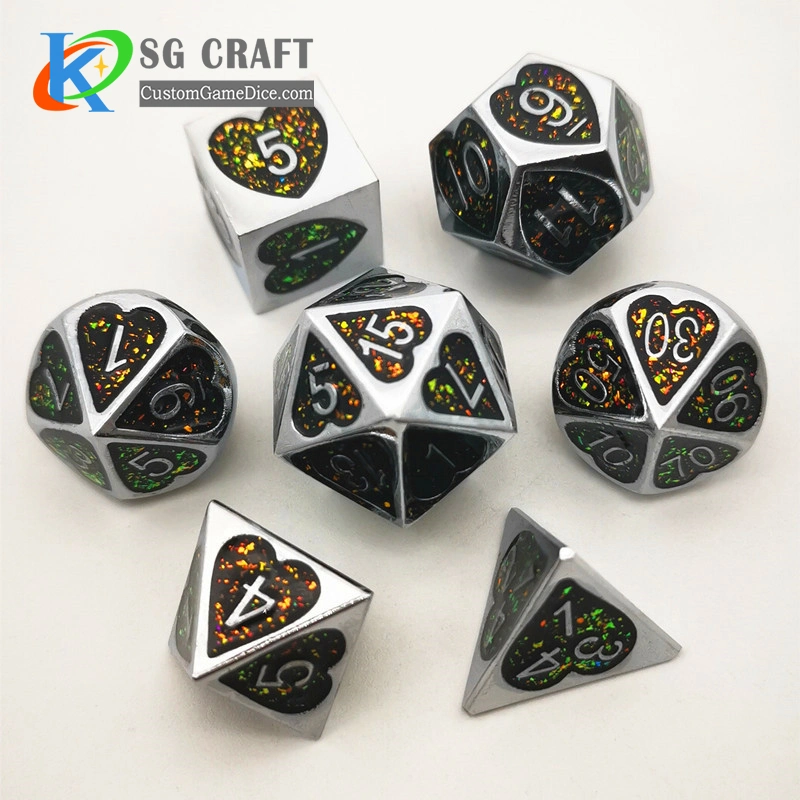 Wholesale/Suppliers Stock Customize Your Favourite Color Hard Enamel Three Colors Metal Dice for Game Coloured Metal Dice, Metal Enamel Dice