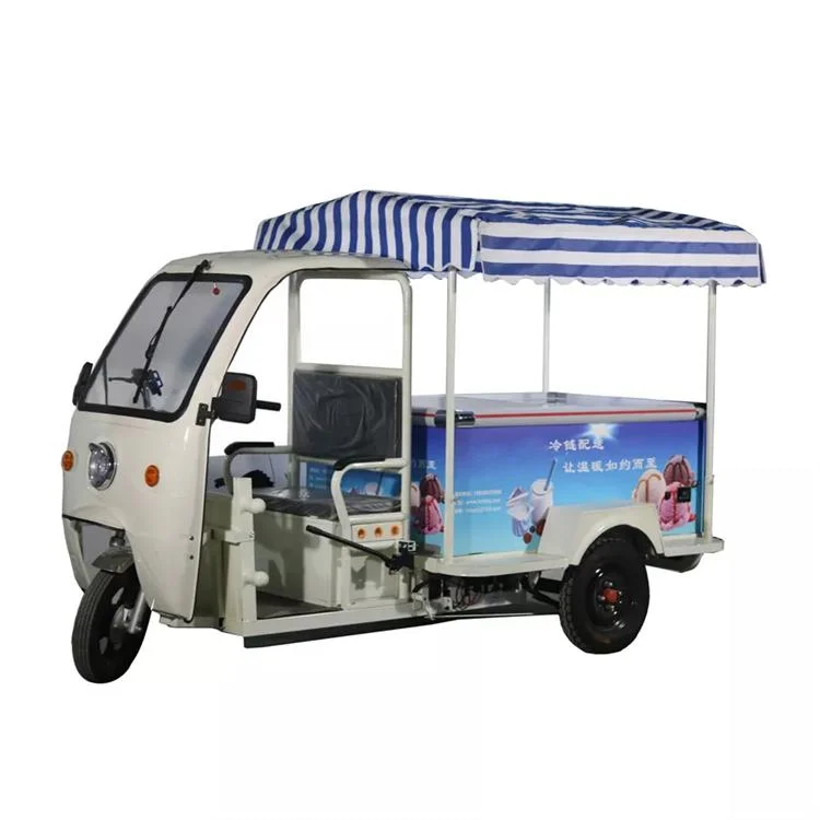 Ice Cream Tricycle Display Food Refrigerators Tricycle Cargo Electric Refrigerate Showcase Tricycle