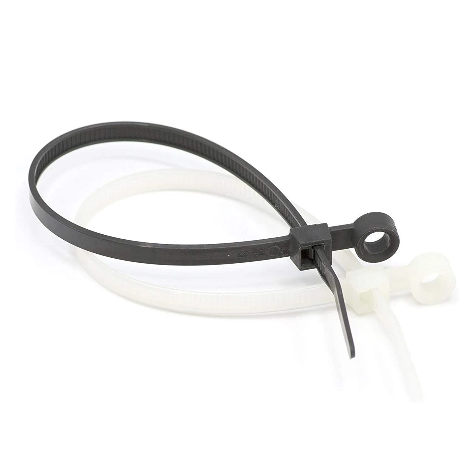 8-Inch 40lbs Mountable Head Cable Tie, 100-Piece/Pack, UV Resistant Black