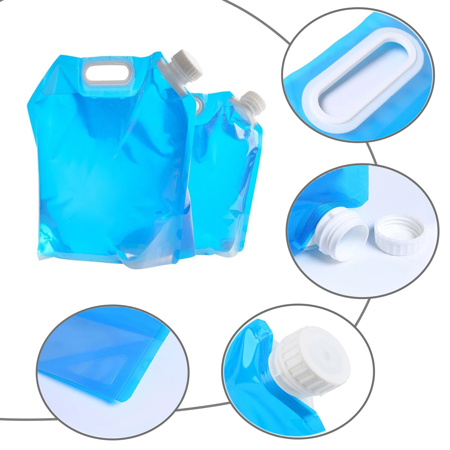 5 Liter Collapsible Water Bag Portable Folding Emergency Water Storage with Carrier Camping Hiking Travel (Available in with or without Faucet) Wyz13170
