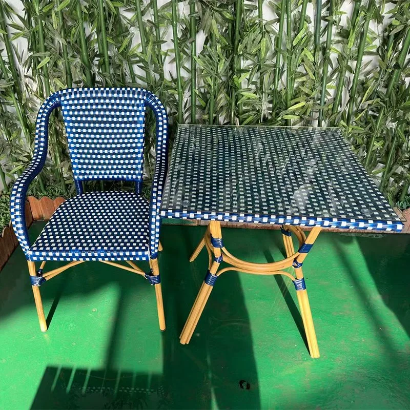 Juego de muebles de jardín al aire libre en el interior de Rattan Silla Acapulco Silla de Comedor con mesa de vidrio