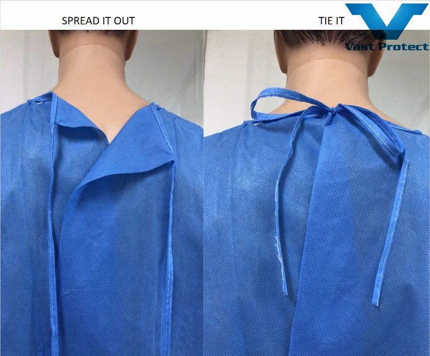 Abrasion & Tear Resistant Medical Protective Knitted Fabric Disposable SMS Isolation Gown