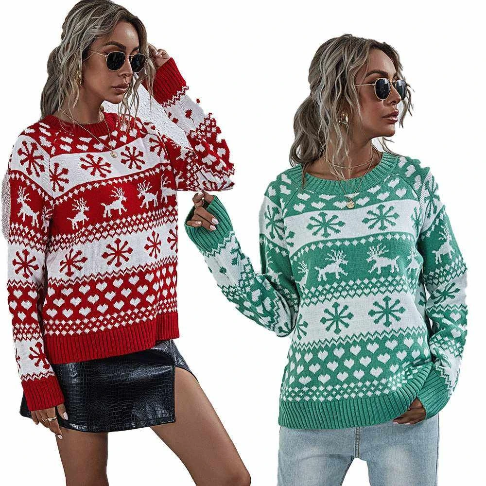 Wholesale/Supplier Price OEM Fashion Christmas Style Women's Knit Sweater Red Christmas Style Sweater Women's Sweater