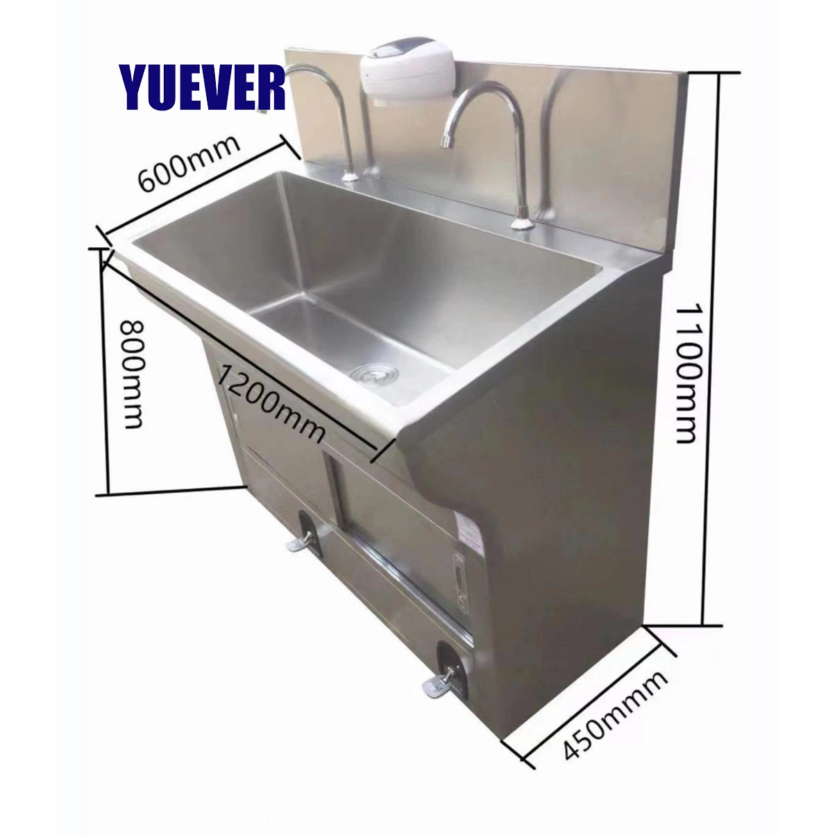 High-Quality 304 Stainless Steel Medical Sink Equipped with Gooseneck Faucet