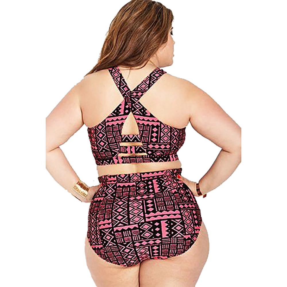 New Arrival Printed Fat Ladies Swimsuit Plus Size 2023 Halter Swimwear