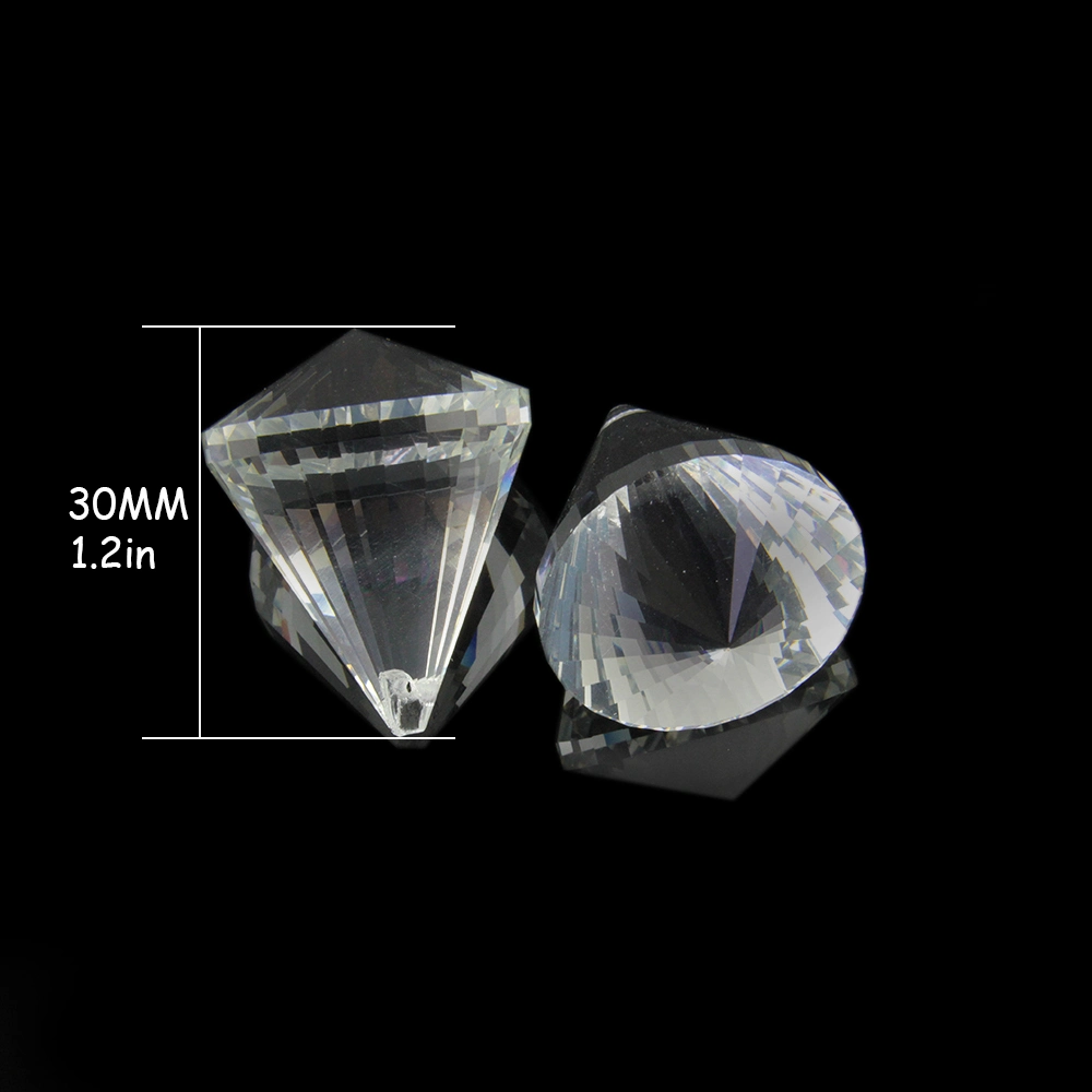 2021 New 30mm Clear Pointed Drop Pendants Prism Crystal Glass Balls Chandelier Parts Household Exquisite Crystal Lamp Decoration