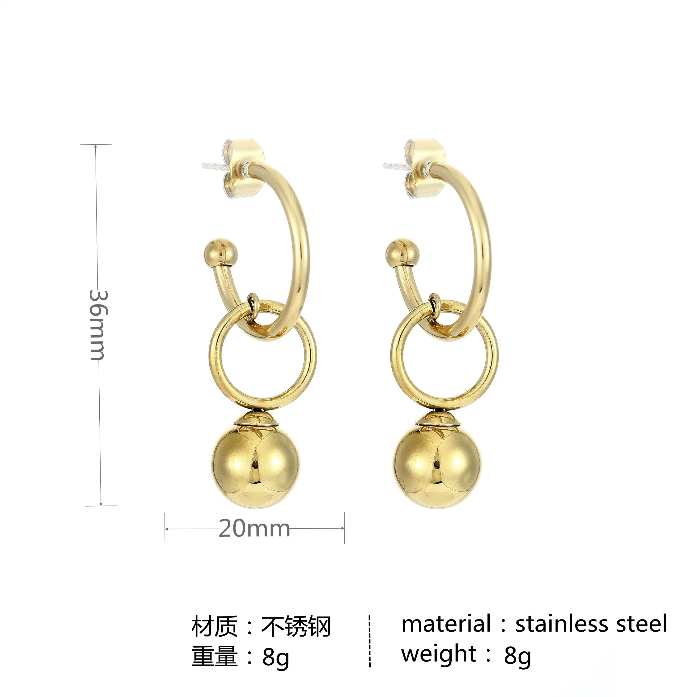 Wholesale/Supplier Metal Ball Earrings Gold Plated Hot Sale High quality/High cost performance Hoop Earrings