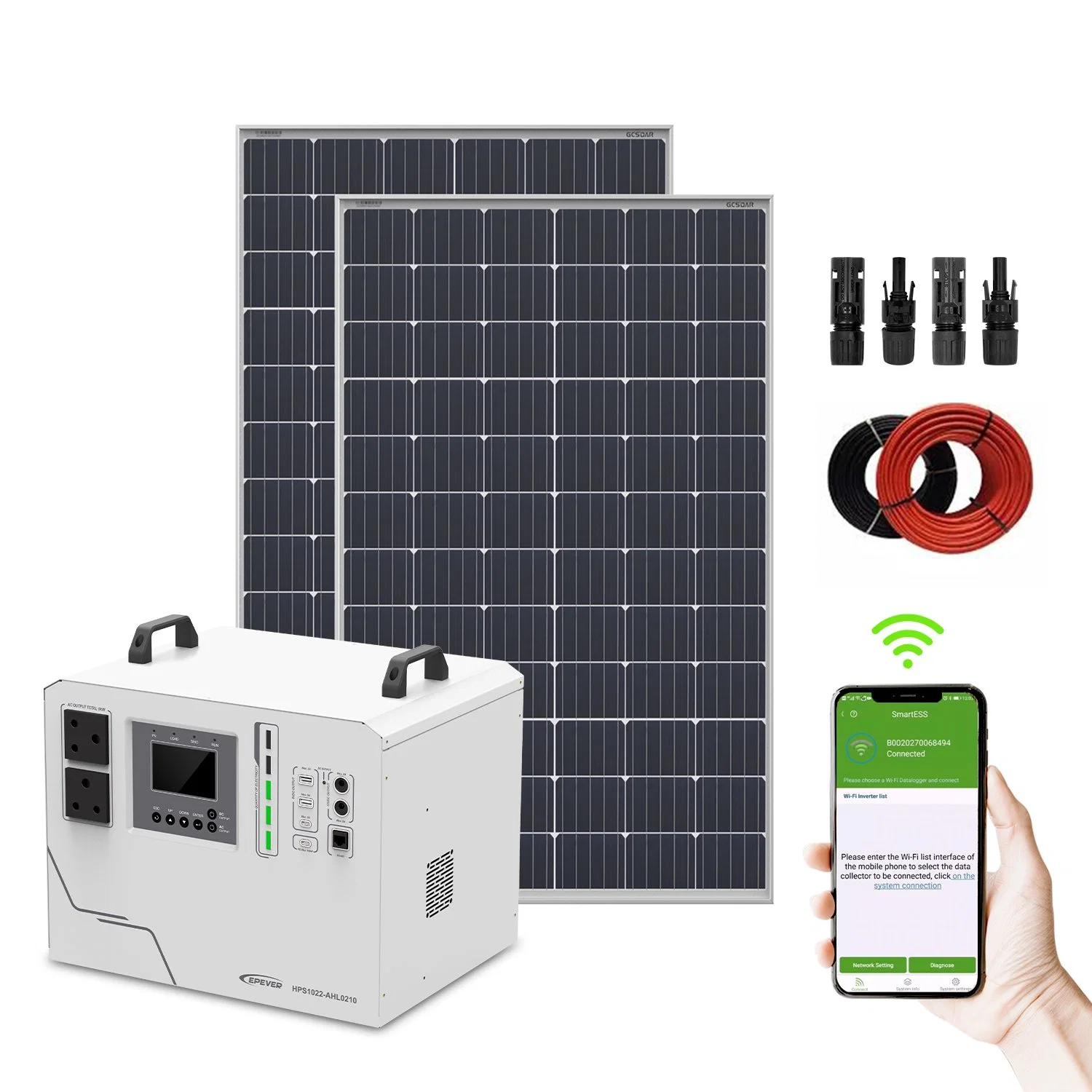 Epever CE 1500W All in One Hybrid Inverter Solar Generator on/off Grid Solar Power System for Indoor and Outdoor Backup Power Camping Travel, Adventure