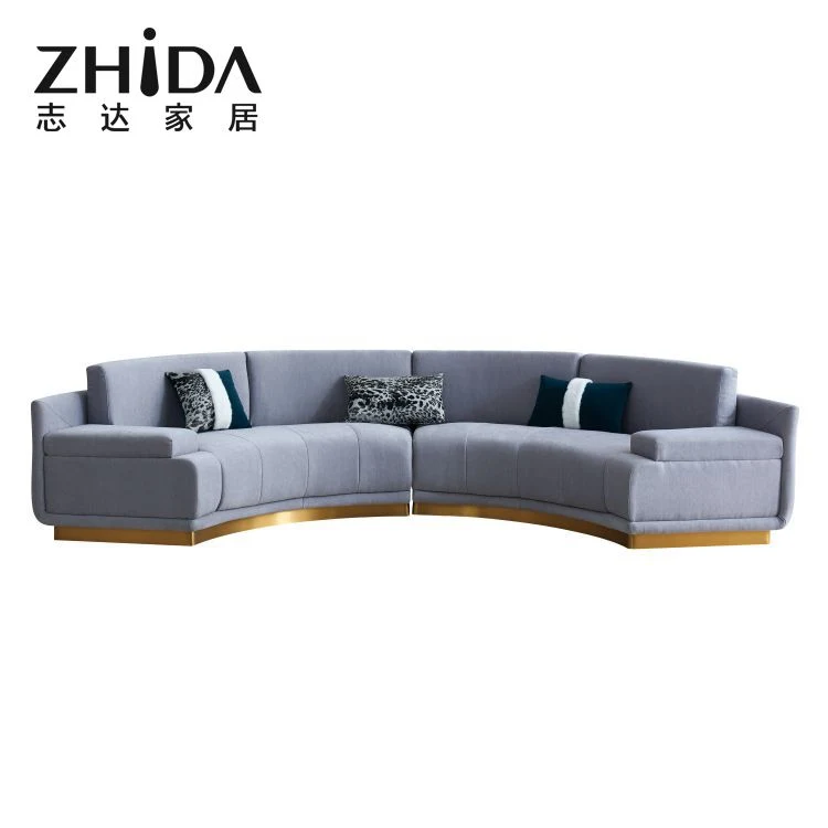 Nuevo y lujoso estilo italiano forma curvada sofás 3/4 plazas disponibles Villa Confort Sofá cama Sofá Foshan fabricante