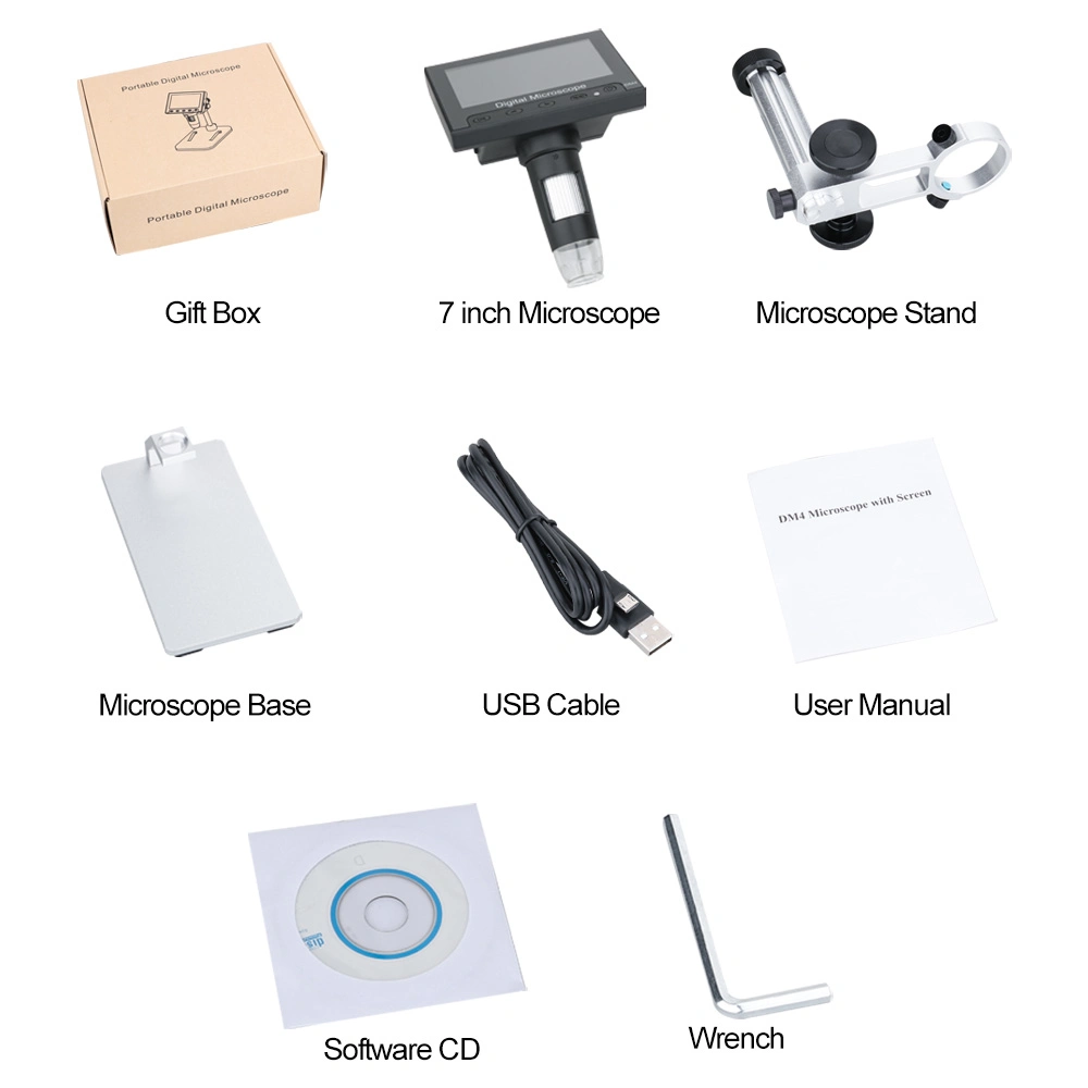 جهاز USB MicroScope 1000X محمول بشاشة LCD مقاس 4.3 بوصات، مكبر صوت صغير الحجم كاميرا الفيديو الرقمية MicroScope مع 8 مصابيح LED قابلة للضبط لـ أطفال بالغين Soldering