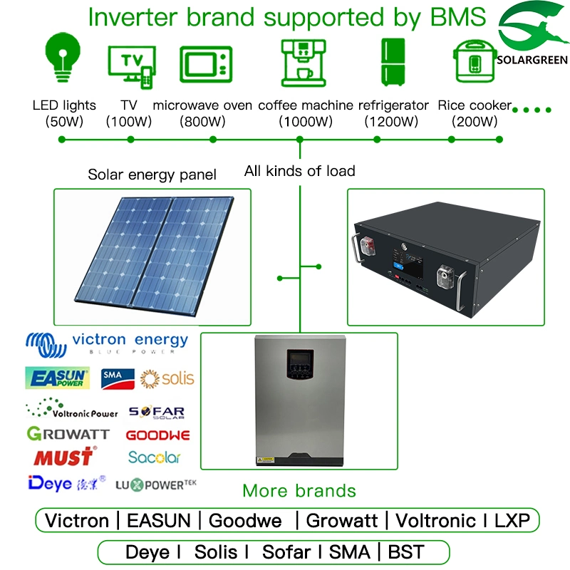 100Ah 200ah 300AH almacenamiento de energía 51,2V bastidor de baterías de ión litio Pack montado