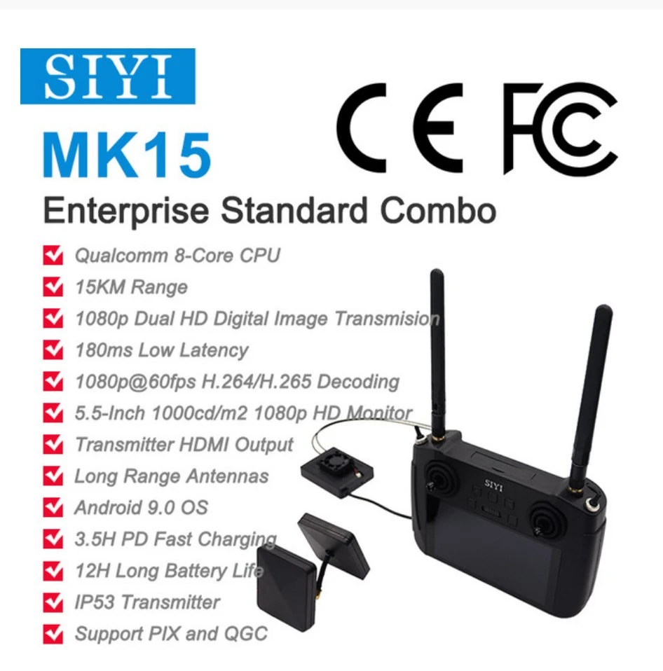 Siyi Mk15 Enterprise Handheld Smart Controlle for Uav 15km CE FCC Kc