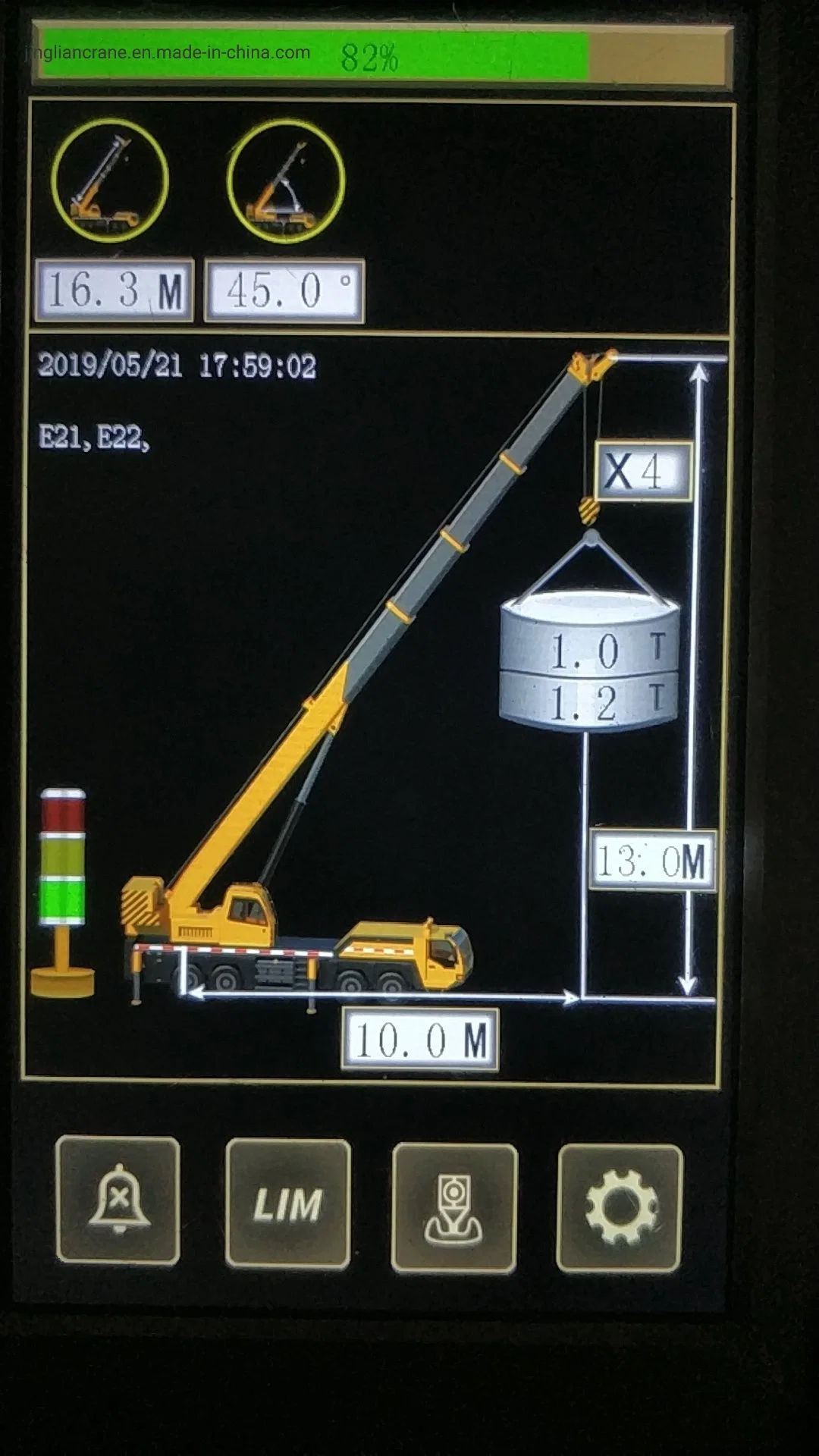 Crane Lmi Set Load Moment Indicator Tadano Tl200m3 Touch Screen Display