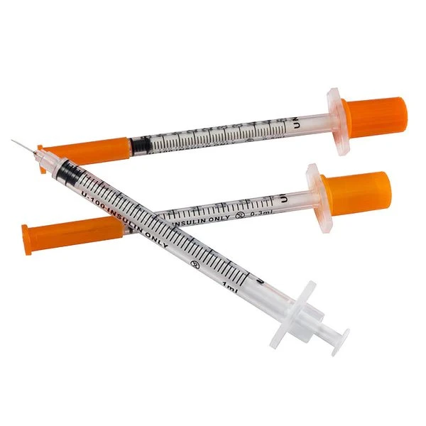 Medical Disposable Sterile Safety Precisely Graduated Orange Insulin Syringes with Needle