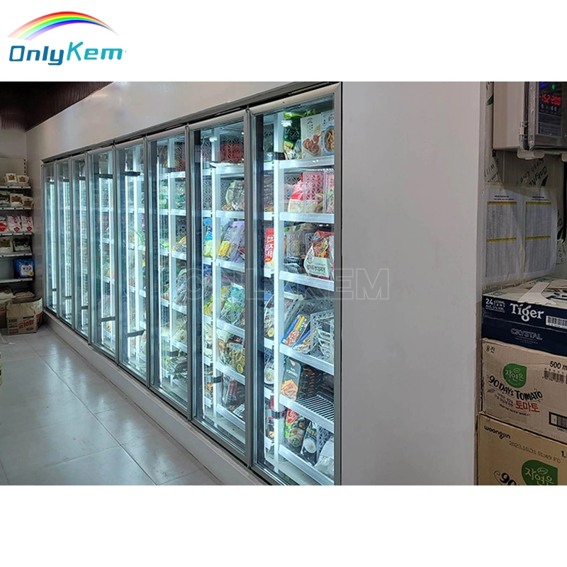 Display Walk in Cooler and Walk in Freezer with 20 Glass Doors for Beer Shop