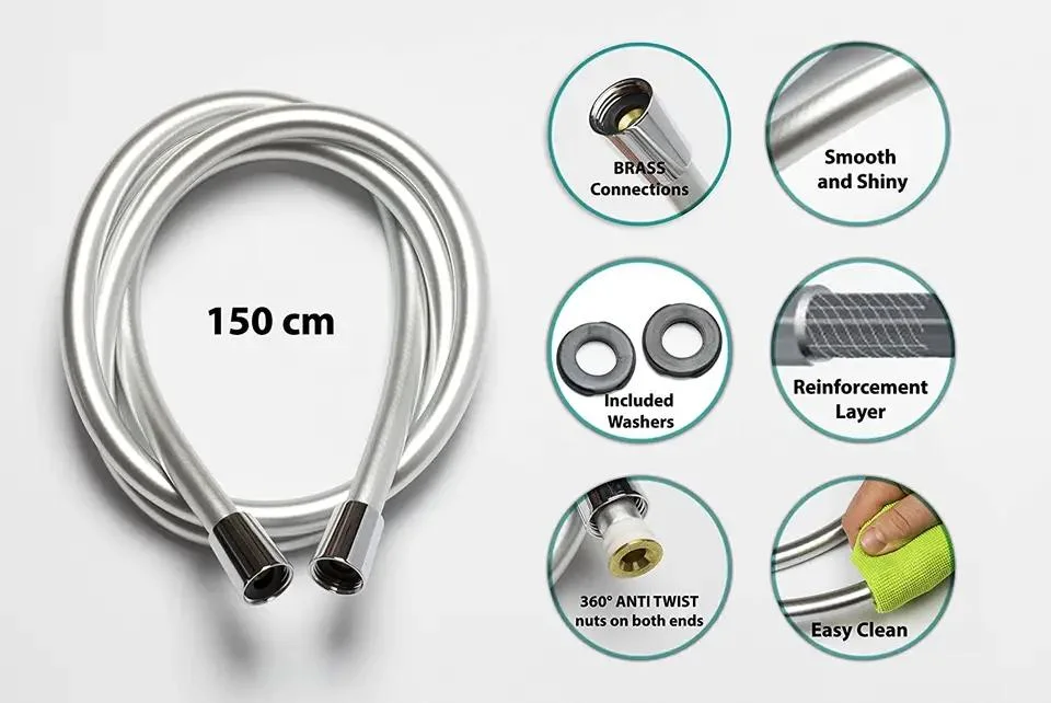 High Water Pressure Burst Resistance Kink Free and Flexible Premium PVC Handheld Shower Head Hose