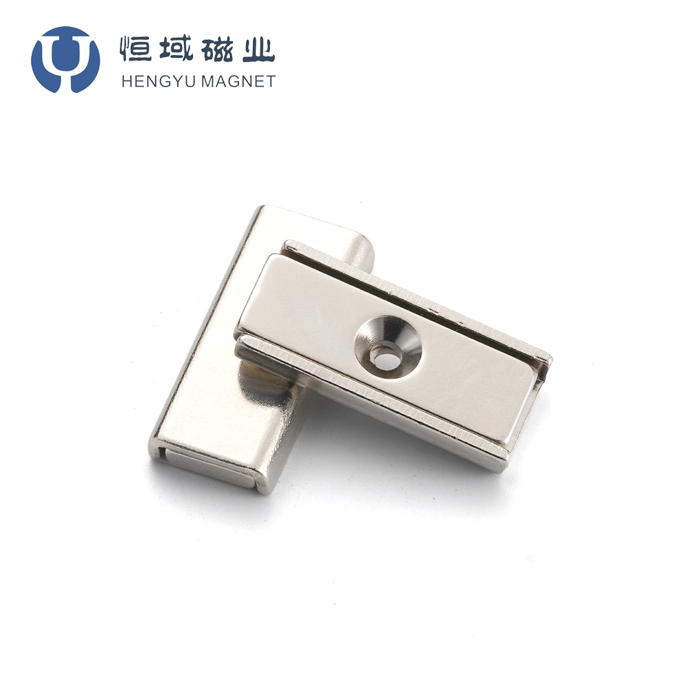 Industrial Rectangular Pot Channel Neodymium Magnet with Countersunk Hole N Block Magnet