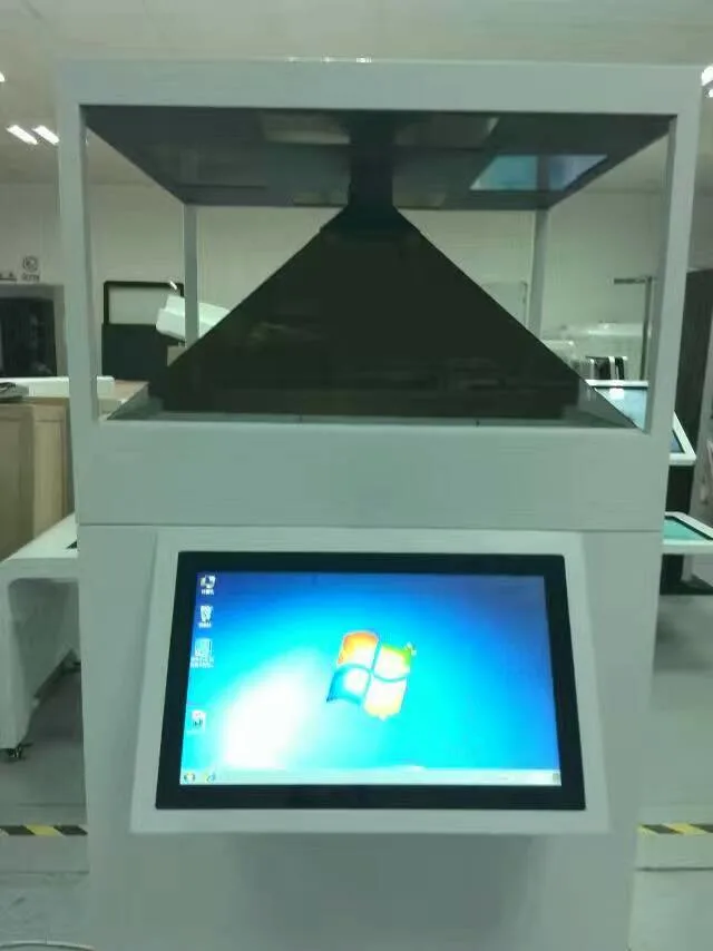 22" Hologram Pyramid Display Showcase, Holographic Display 3 Sides 3D Advertising Hologram Show Box