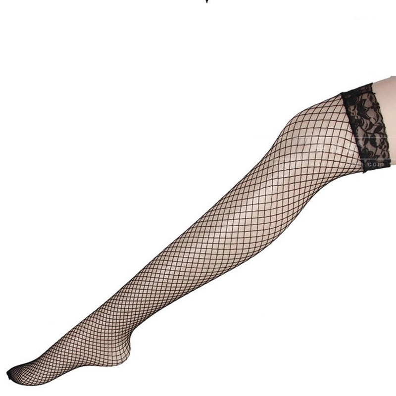 Dama de estampados florales de encaje del muslo alto sobre la rodilla calcetines Fishnet alto medias Sexy