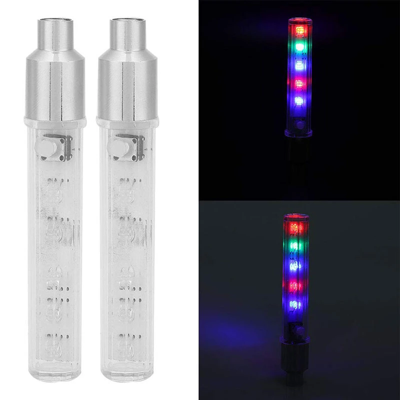 Colored LED Bicycle Car Valve Cap Tire Lamp Lights Safety Warnings