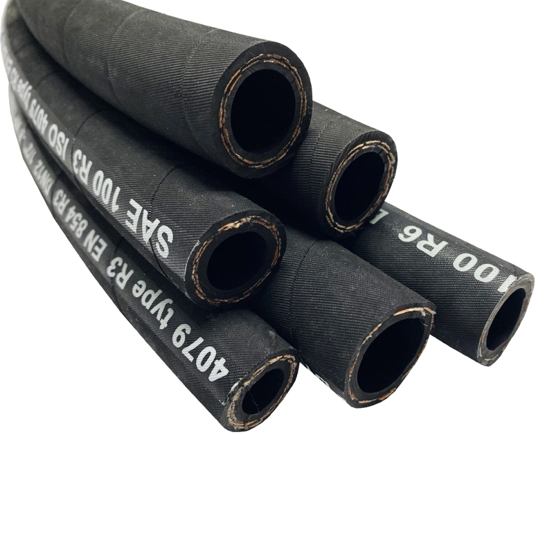 Oil Resistant Fibre Braided Liquid Oil Rubber Hydraulic Hose SAE 100 R3 R6 Pipe