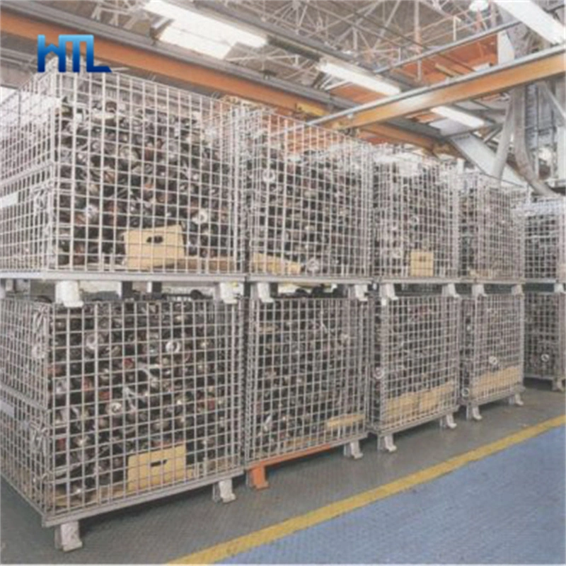 Warehouse Storage Portable Galvanized Wire Mesh Steel Bins for Sale