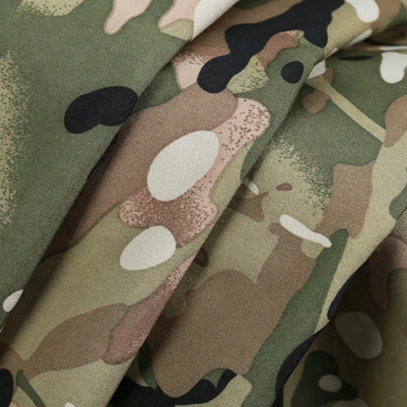 Waterproof Softshell Hunting Camo Fabric Camouflage Printed 4 Way Stretch Jersey Knitted Fabric Bonded Polar Fleece Fabric for Hunting Garment/ Compound Fabric