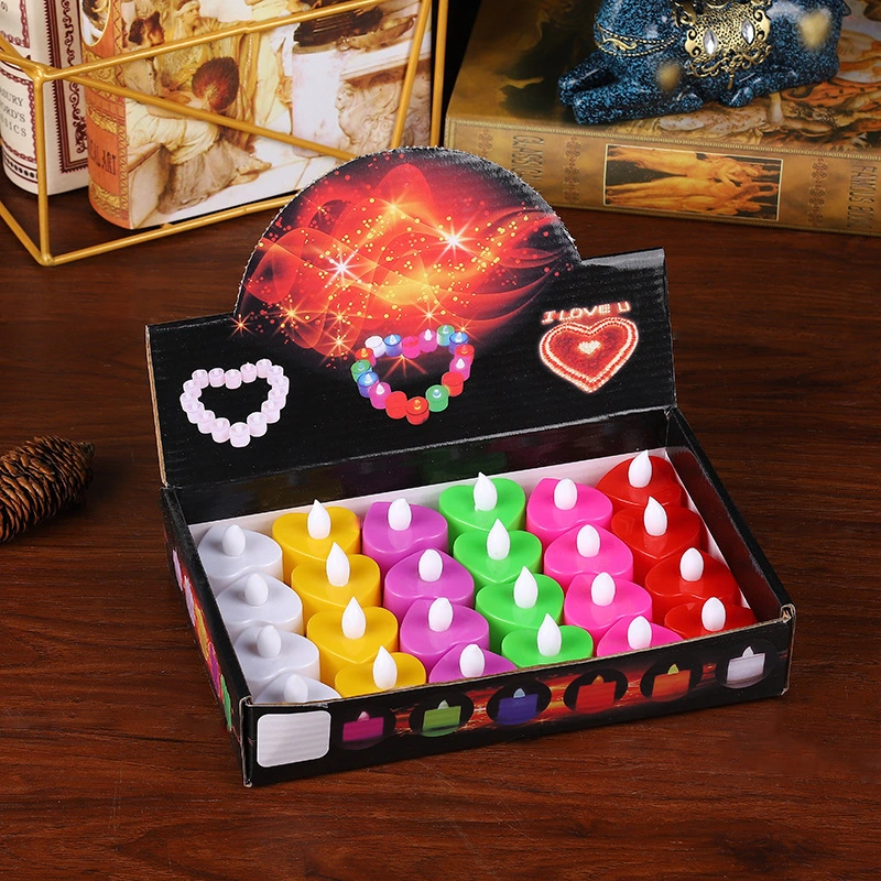 Multicolor Heart Shape Flickering Flameless LED Tea Lights Candles for Wedding Valentine's Day