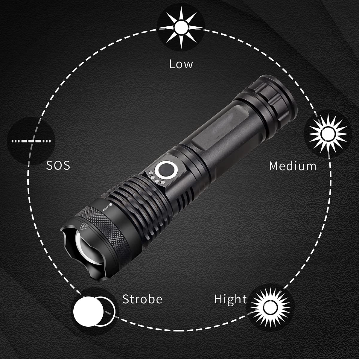 Goldmore 2000lumen LED Flashlight USB Rechargeable Zoomable Torch Lantern LED Tactical Flashlight Supplier China