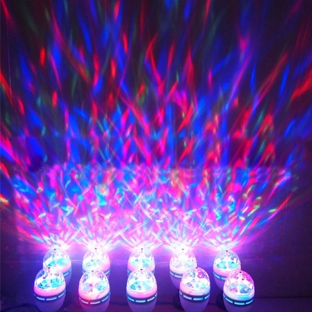 Colorful Auto Rotating RGB LED Bulb Smart Stage Light Party Lamp Disco Crystal Magic Ball Club DJ Lights Lotus Rotating Lamp