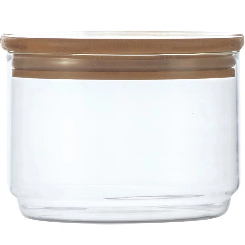 500ml Borosilicate Glass Container Jar, Glass Kitchen Stackable Storage Jar with Bamboo Lid