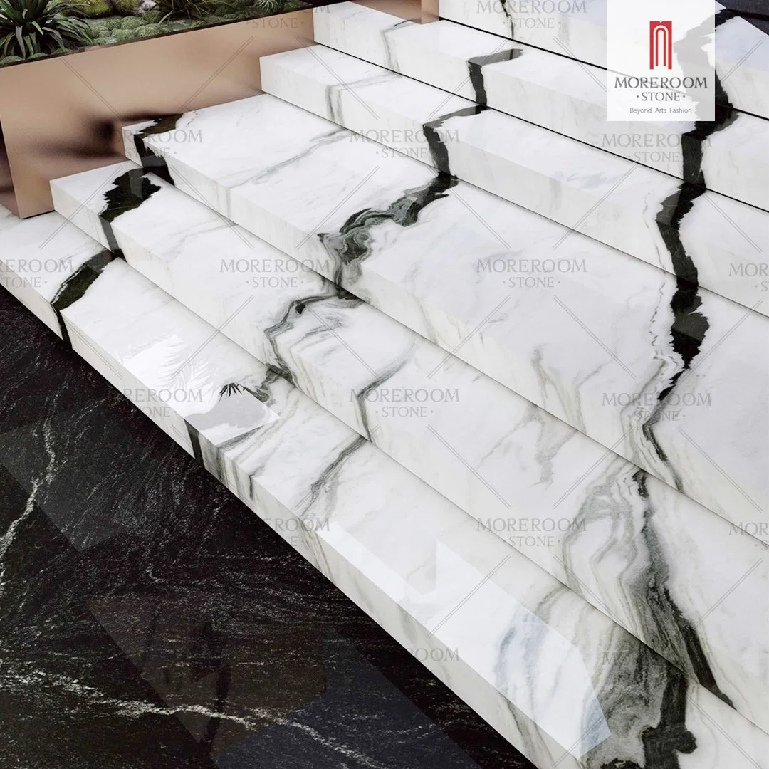 Panda White Marble 3200X1600mm Glazed Polished 12mm Porcelain Slab for Stairs