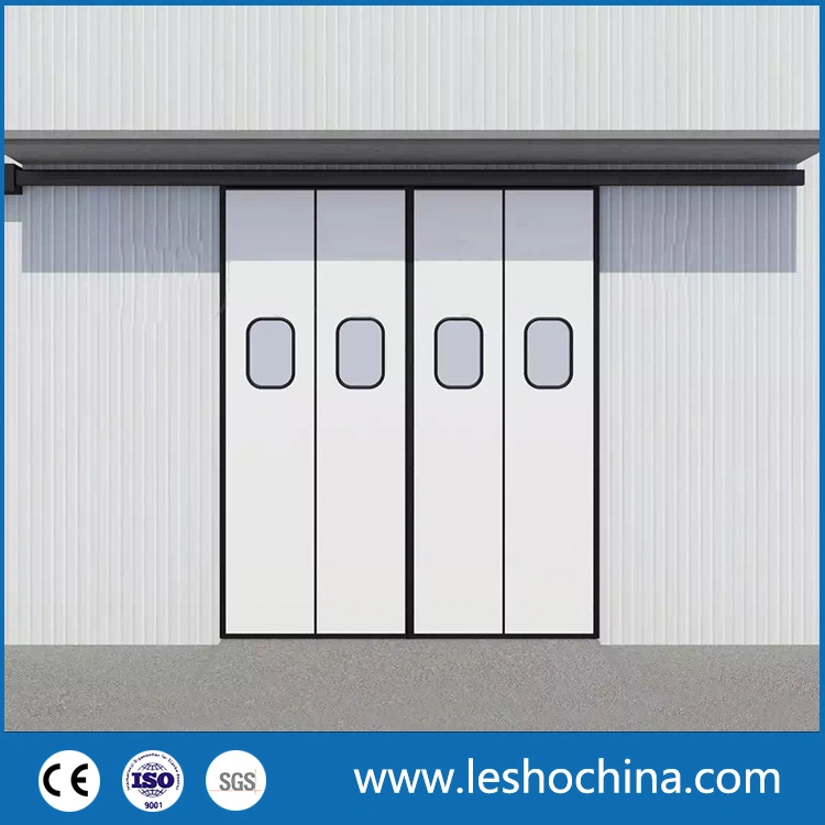 Industrial Manual or Automatic Sandwich Panel Thermal Insulated Big Size Bi Accordion Flexible Folding Door for Fire Center, Subway Station, Train Station