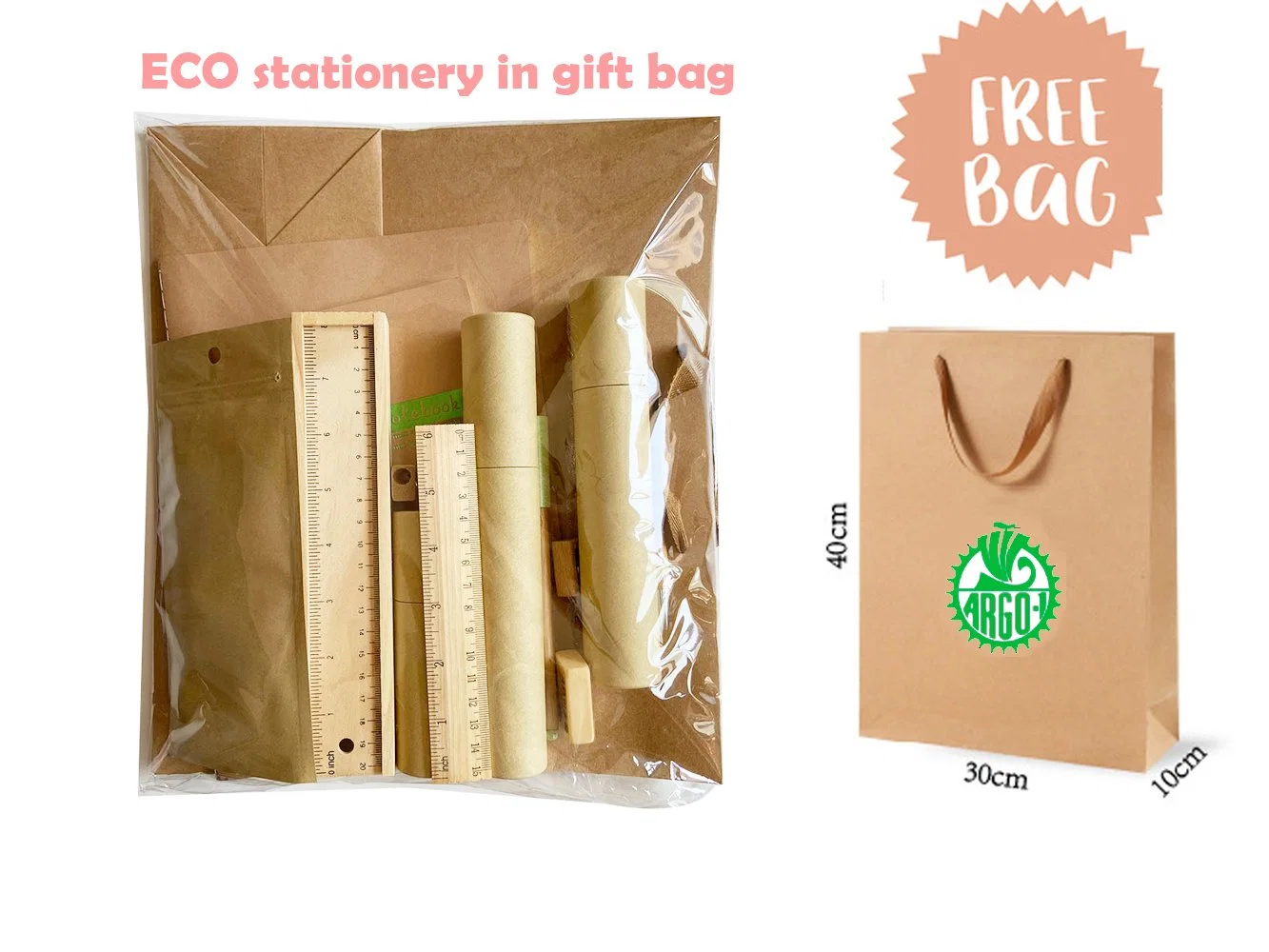 Recycled Stationery Sets in Kraft Gift Paper Box for Office and School and Promotional Use