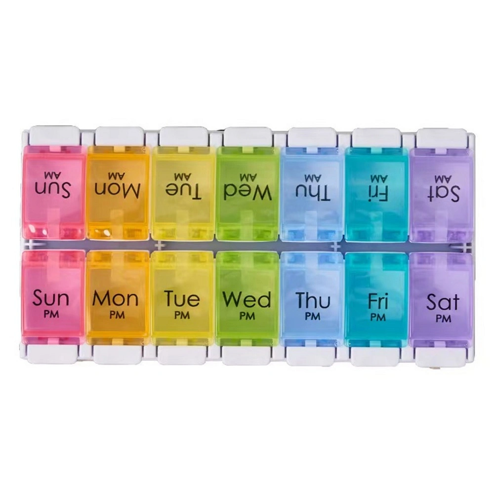 Pill Box Rainbow Medicine Organizer Seven-Day Notebook Portable Storage Box Drug Management Container Esg18514