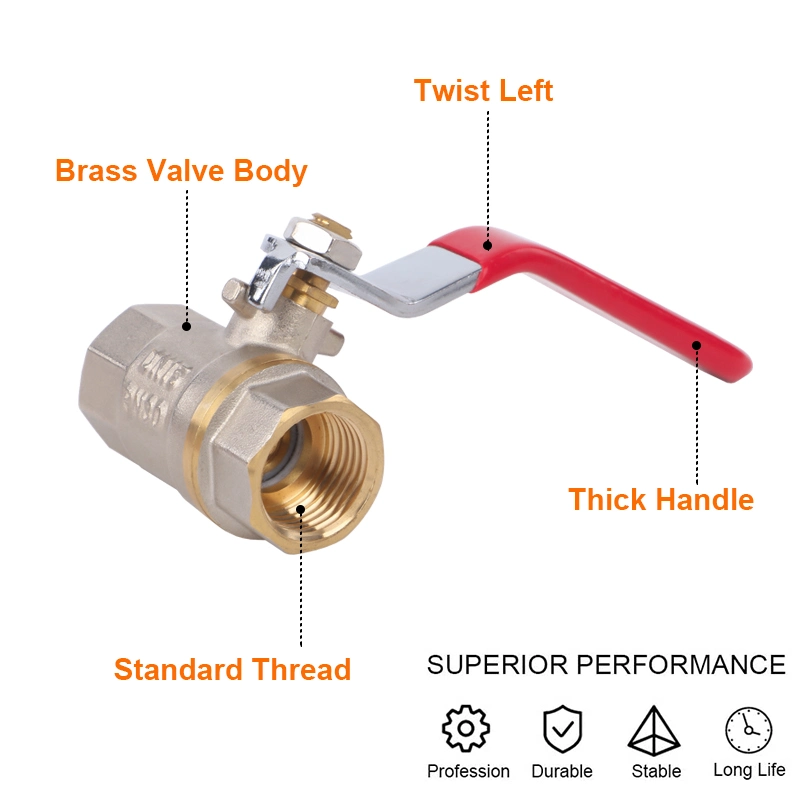 High-Density Lead-Free Forging 1/2" Bsp Level Handle Double Female Brass Ball Valve