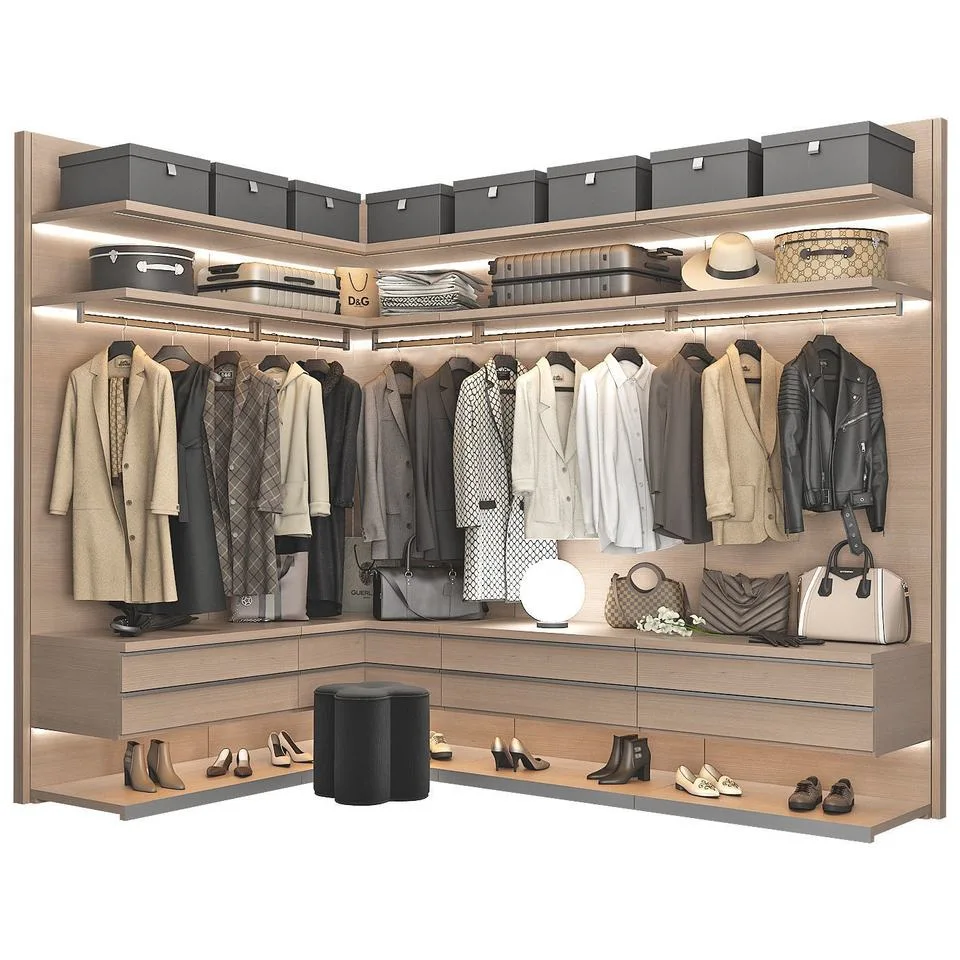 Simple Design Classical Walk in Closet Without Doors Wardrobes