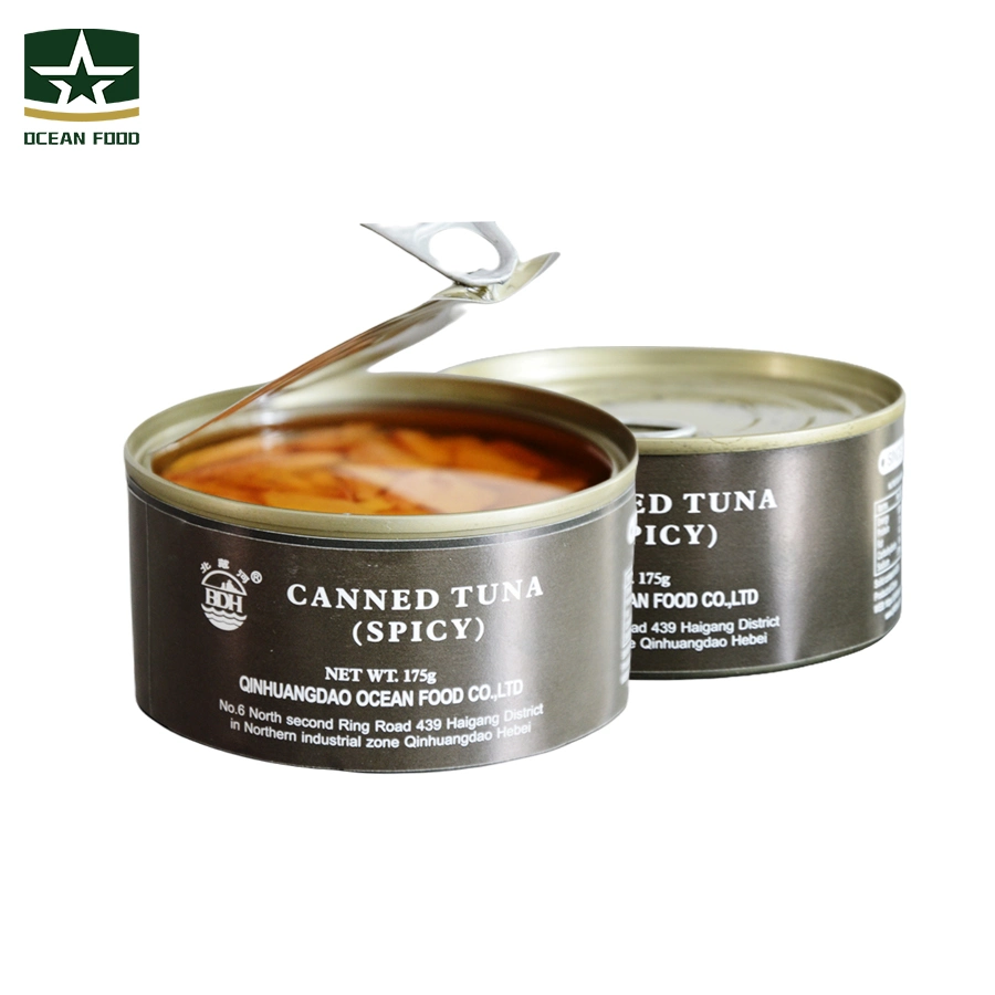 Health Food Seafood Fish Cans Fast Food Nutritious Spicy Canned Tuna for Outdoors