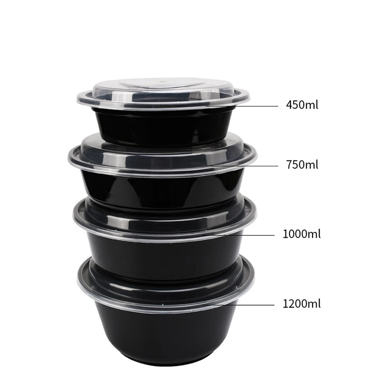 750ml Disposable Plastic Microwave Takeaway Food Meal Preparation Container for Food Packing Food Container Bowl