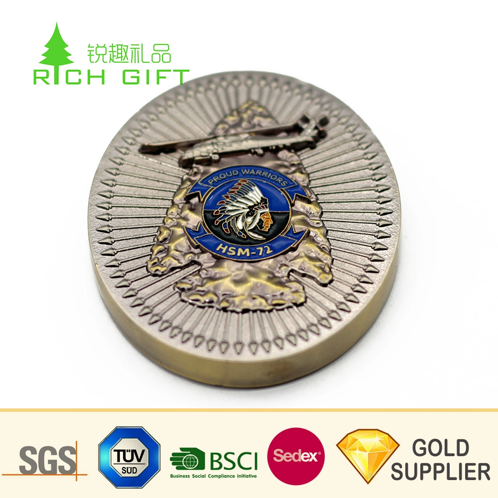 Golden Supplier China Custom Metal Zinc Alloy Antique Bronze Plated Security Souvenir Coin