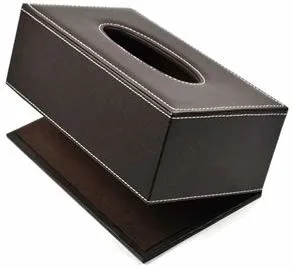 Brown PU Leather Tissue Box Storage Box for Home Office Car