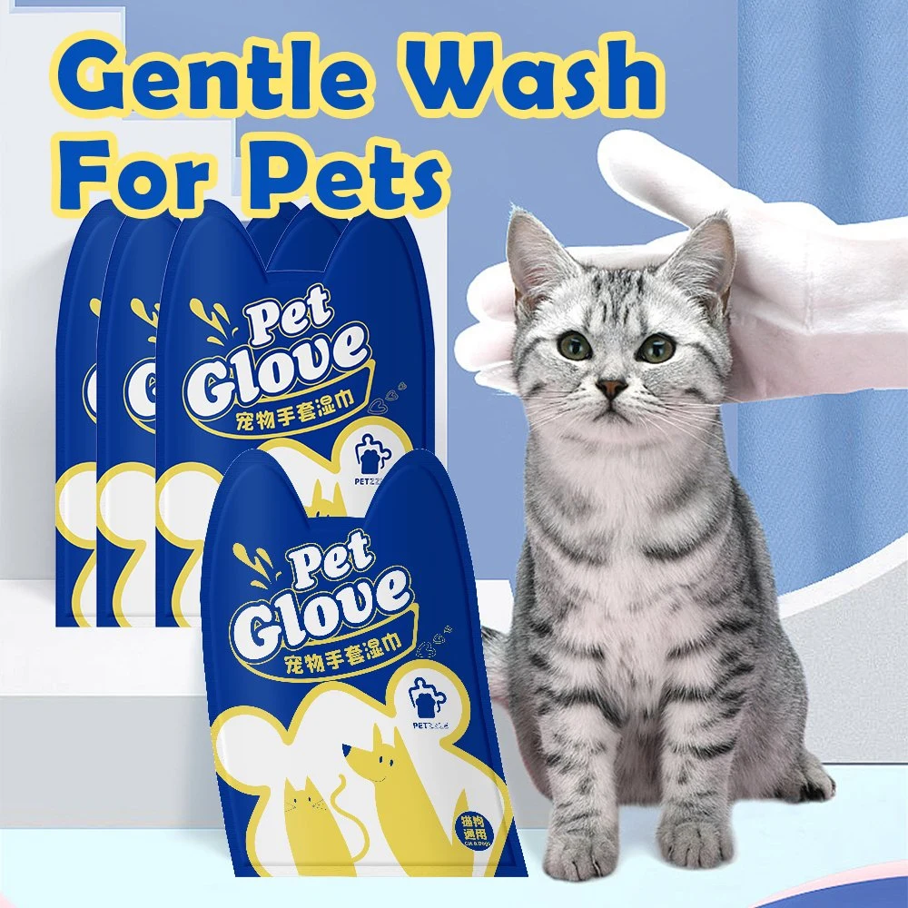 Todo el cuerpo de la mascota de limpieza del Cabello Cuidado de la adecuada solución Nonwoven toallitas Guantes de suministros de limpieza de mascotas Pet Products