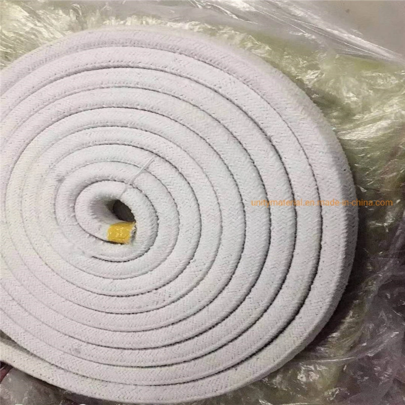 1000 C Grado 500-850 Kg/M3 lana mineral refractaria sin amianto Cuerda cuadrada redonda trenzada de fibra cerámica con acero inoxidable Refuerzo de alambre de acero / fibra de vidrio